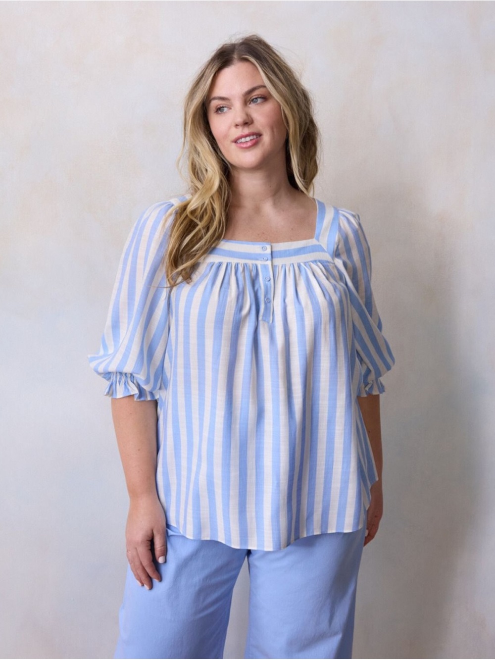 Lauren Conrad blue striped blouse